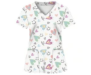 2 tasche Camicia da donna, morbida, traspirante, pratica camicia da lavoro adatta per professionisti sanitari - Camicia da lavoro per ospedale, clinica dentistica, salone di bellezza e istituzioni, ab