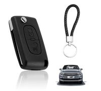 2 Tasti Guscio Chiave Auto,Telecomando Custodia Ricambio Chiave Compatibile con Peugeot CE0523 207 307 308 Partner e Citroën C2 C3 C4 C5 C6, Caso Chiave a Distanza con Portachiavi in Pelle