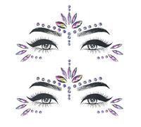 2 tatuaggi in pietra preziosa viola, perfetti per festival, carnevale, Halloween, matrimoni, feste in piscina e molto altro ancora. Con questi adesivi in pietra diventerai la star della festa