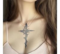 2 tatuaggi temporanei a forma di croce e spina, non riflettenti, a base di erbe, impermeabili per due settimane, semipermanenti, tatuaggi finti