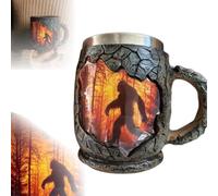 2 tazze con fuoco forestale, 3D vintage Sasquatch tazza da caffè all'aperto, falò per cucina da campeggio, adatta per amanti della natura, escursioni in montagna e amanti del campeggio