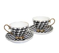 2 tazze da caffè espresso in porcellana con piatti Queen Isabel