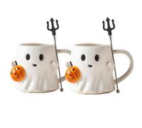 2 tazze da caffè per Halloween, fantasma, in ceramica, per i vostri cari, 440 l (con agitazione)