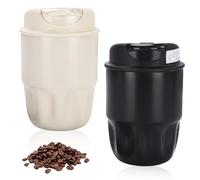 2 tazze da caffè to go, 450 ml, in acciaio inox, a prova di perdite, con coperchio, termiche per ufficio e in viaggio (nero + bianco)