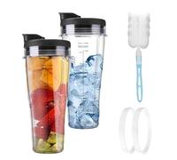 2 tazze di ricambio per frullatore ninja, con coperchio, spazzola di pulizia, anello di tenuta per BN750UK, BN800UK, BN495UK, CB350UK, facile da preparare e bere all'aperto