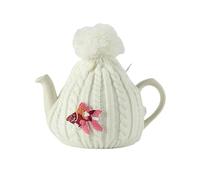 2 tazze di tè accogliente, copertura in acrilico con toppa ricamata a forma di pesce rosso, bollitore isolante per la casa, cucina, decorazione per hotel, ristorante, tea party