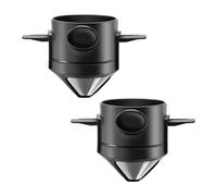 2 tazze filtranti caffè, filtro per caffè, supporto per tazze, filtro per caffè pieghevole, filtro per caffè, filtro senza carta, porta filtro conico, colore nero