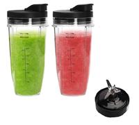 2 Tazze Frullatore con Lama Estraente 7 Pale per Nutri Ninja, 710ml Ricambio per Frullatore Ninja con Coperchi a Ribalta Portatili, Compatibile con Modelli SS100 SS101 SS300