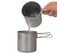2 tazze in acciaio inox - Tazza per l'acqua con manici pieghevoli | Kettle da campeggio | Vasetto da cucina da campeggio | Attrezzatura da cucina all'aperto multifunzione per alpinismo, zaino in