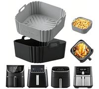 2 Teglie Silicone per Friggitrice ad Aria, Compatibili con Philips 6,2L/6L, COSORI 5,7L/6L, Princess 5,5L, Moulinex 5L/6,5L, Senza BPA, Inodori, Accessori per Friggitrice ad Aria Riutilizzabili