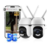 2 telecamere di sicurezza per esterni, 2 pezzi, WiFi per esterni, vista panoramica a 360°, telecamera di sorveglianza da 3 MP con rilevamento di movimento e sirena, audio 2