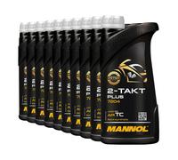 2 Tempi Olio Misto 10 10x1 Litro Mannol 2T Plus Parzialmente Sintetico Olio Moto