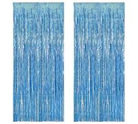 2 Tende con Frange in Lamina,1 x 2 m Tende Metalliche Feste, Frangia Tende Festa Sfondo per Feste di Compleanno,Baby Shower,Matrimoni,Decorazioni per Principessa Delle Fate Sirena (Azzurro chiaro)