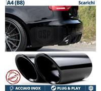 2 TERMINALI di Scarico NERI per AUDI A4 B8 DX + SX in ACCIAIO Inox Plug & Play