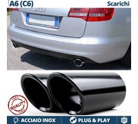 2 TERMINALI di Scarico NERI per AUDI A6 C6 DX + SX in ACCIAIO Inox Plug & play