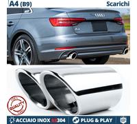 2 TERMINALI di Scarico per AUDI A4 B9 DX + SX CROMATI in ACCIAIO Inox Plug& Play