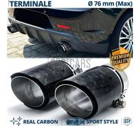 2 TERMINALI Scarico TONDI Auto UniversalI in CARBONIO FORGIATO Marmitta MAX 76mm