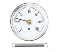 2 termometri per tubi in acciaio inox, 0-120 °C, bimetallici, con design a clip, 63 mm, per sistemi di riscaldamento