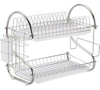 2 Tier Dish Drying Rack,Stainless Steel Dish Rack,Kitchen Storage Rack,Dish Racks for Kitchen Counter with Drainboard