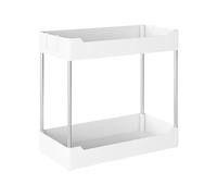 2-Tier Narrow Under Sink Organizer - 15 x 8 x 14 Inch Black, Carbon Steel Storage Shelf Rack, Multi-Purpose Cabinet Organizer for Kitchen | Bagno Undersink Stand, Vanity Cabinet Shelf, Pantry