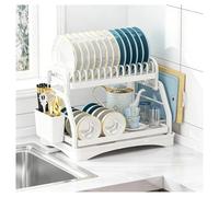 2 Tier Piatto Drying Rack con Utel Holder & Drip Vassoio, Cucina Affondare Organizzatore con Beccuccio Girevole, Lar Countertop Drying Rack per la casa