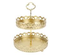 2 Tier Serving Stand | Large Capacity Metal Tray for Fruit/Dessert/Snack Display | Easy Assembly & Maintenance | Elegant Home Decor (Heart Gold)