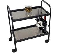 2-Tier Storage Utility Cart Organizer Wine Service Trolley Double Storage Design Service Dining Car with 360° Universal Wheel Rotation Handrail Design for Warehouse