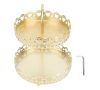 2 Tiered Tray Stand, Iron Snack Nuts Cake Fruit Display Basket Bowl, Elegant and Stylish Countertop Decor, Spacious Two Tier for Party Serving and Home Organization