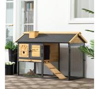2 Tiers Rabbit Hutch and Run, Guinea Pig Hutch Outdoor with Sliding Tray, Ramp, for 1-2 Rabbits Description:I tuoi roditori avranno un riparo sicuro e confortevole grazie a questa conigliera PawHut. A