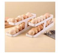 2 Tiers Rolling Egg Dispenser For Refrigerator, 2 PCS Egg Holder Space Saving Automatic Egg Storage Container Organizer for Refrigerator Cabinet