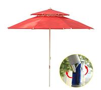 2. Tilting Garden Parasol Umbrella, Double Tier Canopy Cever Banana Parasol Garden Patio with Tilting Crank Handle for Outdoor/Gardens/Balcony/Patio Sun Shade,Red