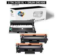 2 TONER +1 TAMBURO TN2420 XL DR2400 COMPATIBILE PER BROTHER MFC L2710DW L2510D
