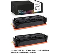 2 TONER NERO 203X COMPATIBILE HP CF540X 3200 PG M254dw MFPM280nw M281fdn/w