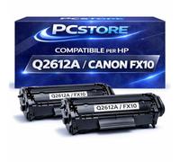 2 Toner Q2612A Compatibili HP 12A e Canon FX10 - Multipack Cartucce per HP LaserJet 1010 1012 1020 3015 3020 3050 e Canon LBP2900 MF4010 MF4150 - Nero