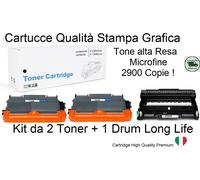 2 Toner TN2220 + 1 Drum DR2000 Compatibili per Brother MFC-7460 MFC-7470 MFC7860