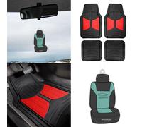 2 Tono Nero Rosso Pavimento Tappetini per Auto SUV W/Gratis Deodorante