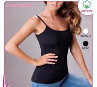 2 TOP Cotonella, Top Canotta a spalla stretta in cotone bielastico art. GD006