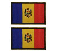 2 toppe con bandiera della Moldova AliPlus ricamate tattiche militari Patch Patch gancio e anello