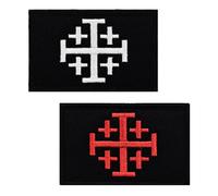 2 toppe con croce di Gerusalemme e Jihad, toppe tattiche militari ricamate con gancio e anello, toppe di fissaggio per uniformi, bracciali, cappelli, borse, zaini, vestiti, cappotti, pantaloni