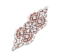 2 toppe decorative con strass, con perline, perle faux, cristallo, da cucire, con strass, per abiti, vestiti, abiti da sposa, cinture, scarpe, scollatura, oro rosa