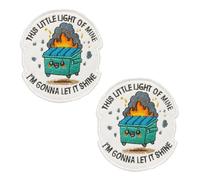 2 toppe divertenti con scritta "This Little Light of Mine,I'm Gonna Let it Shine", ricamate con gancio e anello, motivo cartone animato, meme, fuoco, ispirazione, morale, applique fai da te per zaini