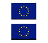 2 toppe per bandiere europee in gomma 3D in PVC, materiale pesante e robusto, retro con gancio senza passante, logo tattico blu europeo, per vestiti, borse, zaini, uniformi