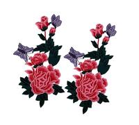 2 toppe ricamate a forma di fiore, termoadesive e decorative, per vestiti, cappelli, giacche, toppe ricamate con ferro da stiro, da cucire