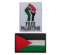 2 toppe ricamate con bandiera della Palestina AliPlus e bandiera della Palestina, toppe tattiche militari per morale, con gancio e anello