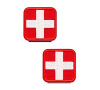2 toppe ricamate con croce medica, compatibles con velcro tattico, colore rosso e bianco per borse mediche, piccola borsa, kit avventura all'aperto