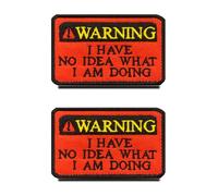 2 toppe ricamate con scritta divertente in lingua inglese "I Have No idea what i am doing", con gancio e anello, per vestiti, zaini, giacche, jeans, gilet, imbracatura per animali