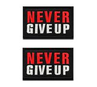 2 toppe ricamate positive "Never Give UP" per ganci e loop, ricamate per vestiti, giacche, zaini, uniformi, motociclisti, moto fai da te, 2 pezzi