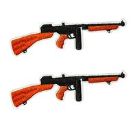 2 toppe Thompson Submachine Gun - Tommy Gun WW2 vintage con armi ricamate per giacche, gilet, borse e cosplay (11 x 2,8 cm, toppa termoadesiva)