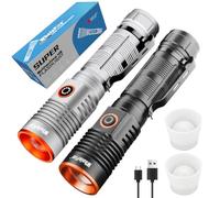 2 torce elettriche a LED ricaricabili, base magnetica, estremamente luminose, 20.000 lumen, ricaricabili tramite USB, alimentate a batteria, torcia impermeabile per campeggio, escursionismo