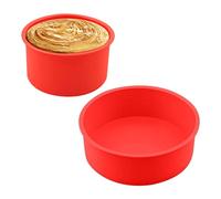 2 tortiere rosse (4 pollici, 6 pollici) stampi per torte rotonde in silicone, teglie per torte fai-da-te, teglie per torte antiaderenti, adatte per cuocere torte, fare sapone fatto a mano